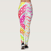 Kleurrijke waterverf chevron, polka dot leggings (Achterkant)