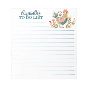 Kleurrijke Waterverf Chicken Folk Art to Do List Notitieblok