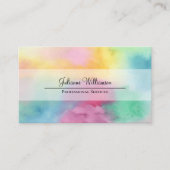 Kleurrijke Waterverf Clouds met  QR-code Visitekaartje (Voorkant)