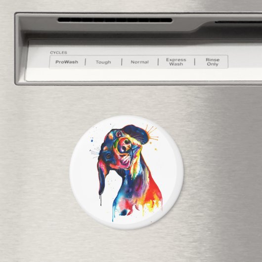 Kleurrijke Waterverf Dachshund Magnet Magneet (Insitu (Vaatwasser))