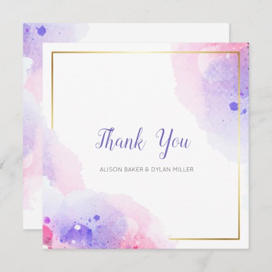 Kleurrijke Waterverf Dank u kaart (Voorkant / Achterkant)