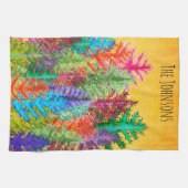 Kleurrijke Waterverf dennenbomen keukenhanddoek (Horizontaal)