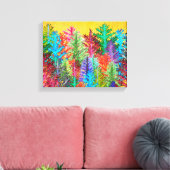 Kleurrijke Waterverf dennenbomen verpakt canvas (Insitu (Woonkamer))
