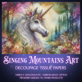 Kleurrijke Waterverf Eenhoorn Woodland Decoupage Tissuepapier