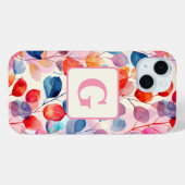 Kleurrijke Waterverf Eucalyptus Bladeren monogram Case-Mate iPhone Case (Achterkant (horizontaal))