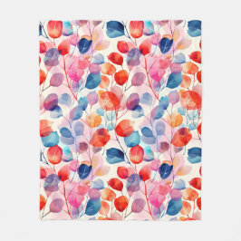 Kleurrijke Waterverf Eucalyptus Leaves Fleece Deken