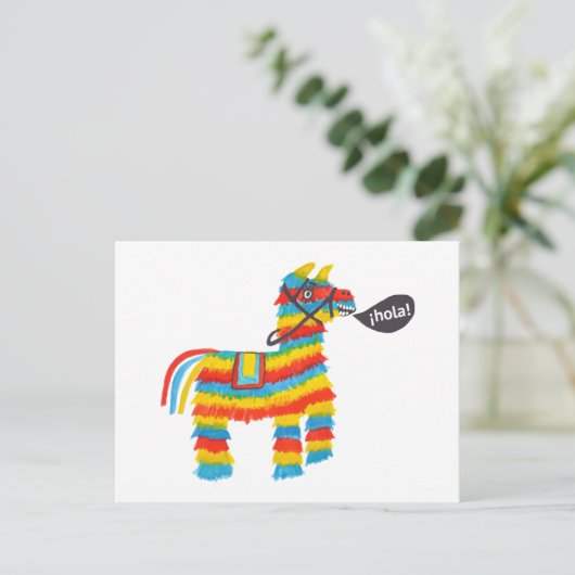 Kleurrijke Waterverf Ezel Piñata Briefkaart (Staand voorkant)