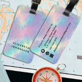 Kleurrijke Waterverf Faux Holographic Opal Stone Bagagelabel