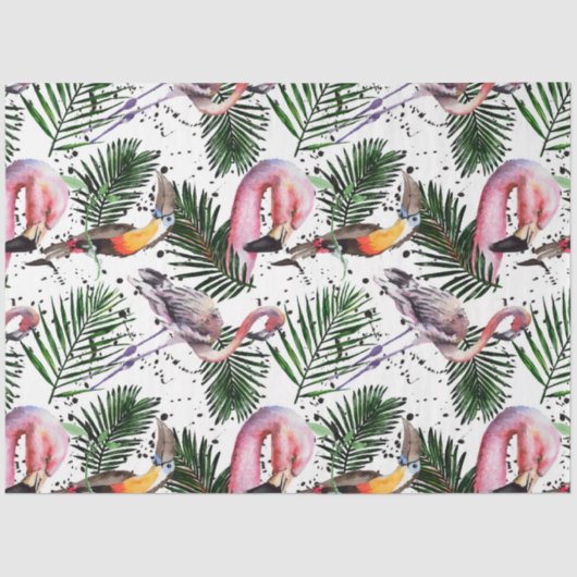 Kleurrijke Waterverf Flamingo serie ontwerp 20 Tissuepapier (Voorkant)