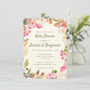 Kleurrijke Waterverf Floral Aangepast Baby shower Kaart