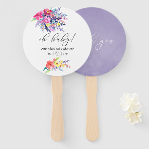 Kleurrijke Waterverf Floral Baby shower Handwaaier