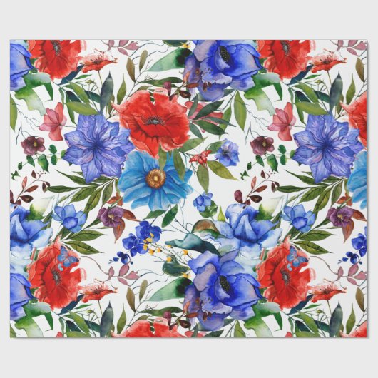 Kleurrijke Waterverf Floral Cadeaupapier (Vlak)