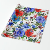 Kleurrijke Waterverf Floral Cadeaupapier (Uitgerold)