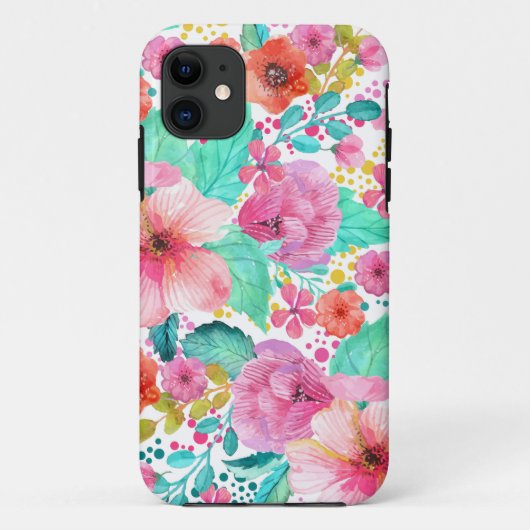 Kleurrijke Waterverf Floral Collage Case-Mate iPhone Case (Achterkant)