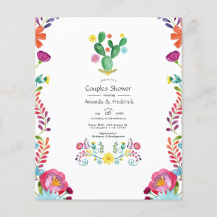 Kleurrijke Waterverf Floral Fiesta Couples Shower Flyer