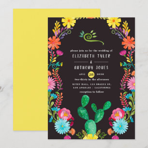 Kleurrijke Waterverf Floral Mexican Fiesta Wedding Kaart