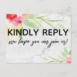 Kleurrijke Waterverf Floral over Marble RSVP Briefkaart