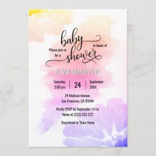 Kleurrijke Waterverf Floral Unisex Baby shower Kaart