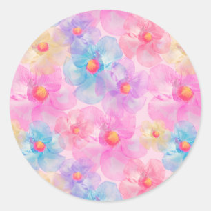 Kleurrijke Waterverf Garden bloemen elke keer Ronde Sticker