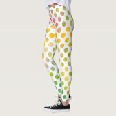 Kleurrijke Waterverf Gekleurde Stippen op wit Leggings (Links)