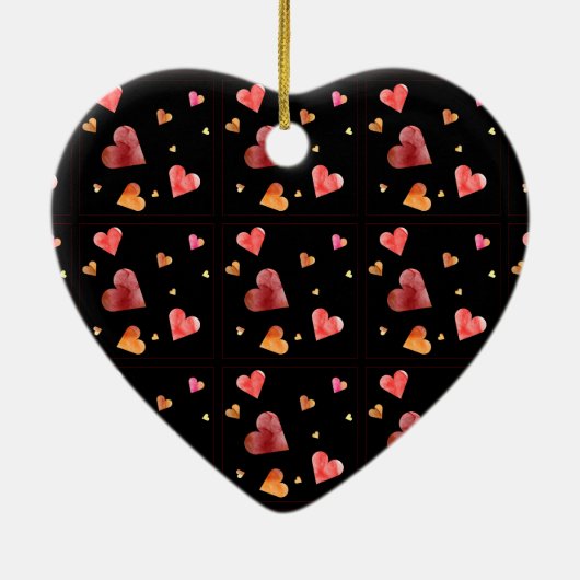 Kleurrijke Waterverf Harten Ornament (Achterkant)