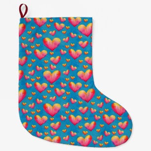 Kleurrijke Waterverf Harten Valentijns Sock Grote Kerstsok