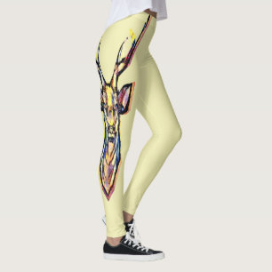 Kleurrijke Waterverf Herten Head Art Leggings