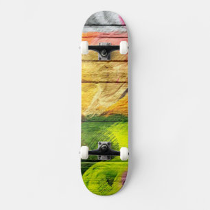 Kleurrijke Waterverf Hout Abstract #9 Skateboard