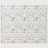 Kleurrijke Waterverf huizen Cadeaupapier (Vlak)