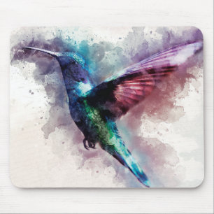 Kleurrijke Waterverf Hummingbird Muismat