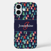 Kleurrijke Waterverf kerstbomen Monogrammed Case-Mate iPhone Case (Achterkant)
