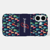 Kleurrijke Waterverf kerstbomen Monogrammed Case-Mate iPhone Case (Achterkant (horizontaal))
