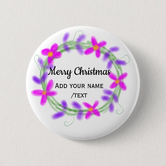 Kleurrijke waterverf Kerstkrans garland add n Ronde Button 5,7 Cm (Voorkant)