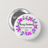 Kleurrijke waterverf Kerstkrans garland add n Ronde Button 5,7 Cm (Voorkant /achterkant)