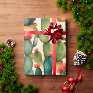 Kleurrijke waterverf kunst van cactus cadeaupapier