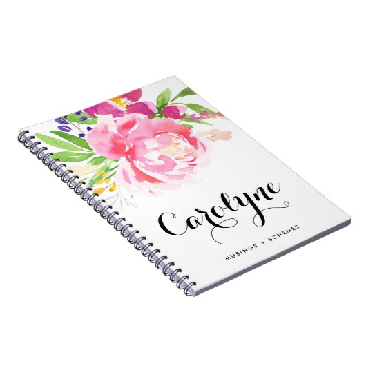 Kleurrijke Waterverf Lente Bloemen Posy Custom Notitieboek (Rechterzijde)
