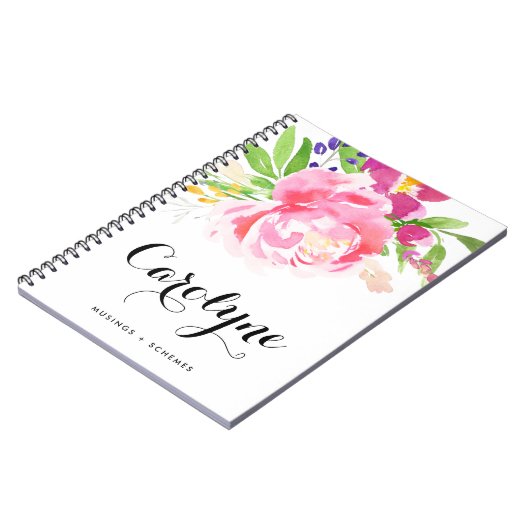 Kleurrijke Waterverf Lente Bloemen Posy Custom Notitieboek (Linkerzijde)