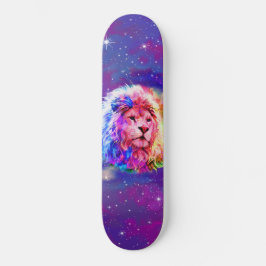 Kleurrijke Waterverf Lion Space Skateboard