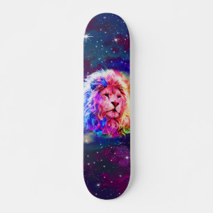 Kleurrijke Waterverf Lion Space Skateboard