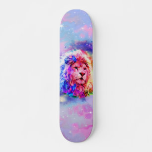 Kleurrijke Waterverf Lion Space Skateboard