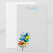 Kleurrijke waterverf los abstracte florale oplossi briefpapier (Voorkant / Achterkant)