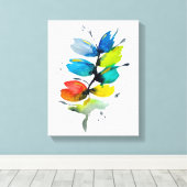 Kleurrijke waterverf los abstracte florale oplossi canvas afdruk (Insitu (Houten vloer))