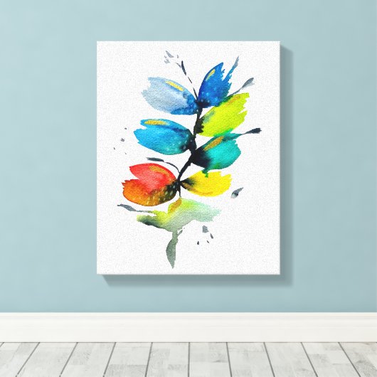 Kleurrijke waterverf los abstracte florale oplossi canvas afdruk (Insitu (Houten vloer))