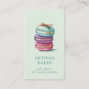 Kleurrijke Waterverf Macaron Baker Pastry Chef Min Visitekaartje