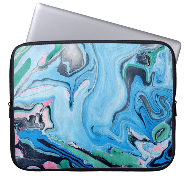 Kleurrijke Waterverf Marble Stone Laptop Sleeve (Voorkant)