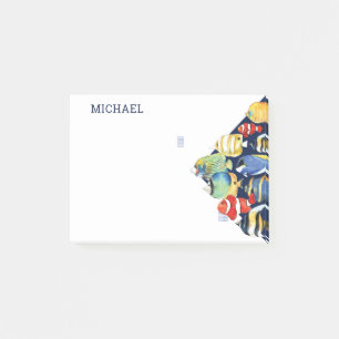 Kleurrijke Waterverf Mariene Vis Gepersonaliseerde Post-it® Notes