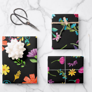 Kleurrijke Waterverf Mexicaanse Feest Bloemen Inpakpapier Vel