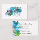 Kleurrijke Waterverf Modern Gold Splatter Visitekaartje (Voorkant / Achterkant)