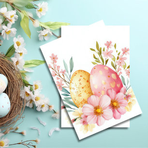 Kleurrijke waterverf paaseieren en bloemen tissuepapier