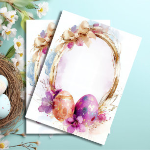 Kleurrijke waterverf paaseieren en bloemen tissuepapier